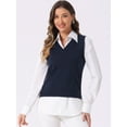thumbnail image 2 of DARING DIVA Women's V Neck Sleeveless Pullover Sweater Vests L Dark Blue, 2 of 6