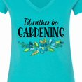 thumbnail image 4 of Inktastic I'd Rather Be Gardening Blue Flowers Women's V-Neck T-Shirt, 4 of 5