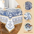 thumbnail image 2 of Blue and White Table Cloth Rectangle Table 60 X 84 Inch, Tablecloths for 6 Foot Rectangle Tables, Outdoor Tablecloth for Parties, Waterproof Fabric Oblong Polyester Tablecloths, 2 of 6