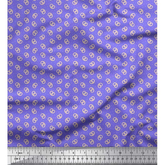 Soimoi Georgette Viscose Fabric Dot & Pretzels Food Printed Craft Fabric by The Yard 42 Inch Wide