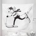 thumbnail image 1 of Scandinavian Tapestry, Skiing Reindeer with Winter Clothing Christmas Season Illustration, Fabric Wall Hanging Decor for Bedroom Living Room Dorm, 5 Sizes, White Charcoal Grey, by Ambesonne, 1 of 1