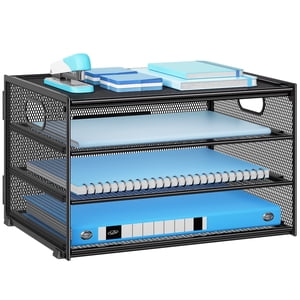 Marbrasse 4-Tier Metal Desk Organizer with Handle