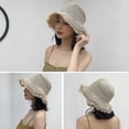 thumbnail image 4 of Sombrero de paja JM MX-0135715FYD para mujer ala ancha ondulada protección solar, 4 of 5