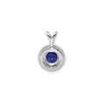 thumbnail image 3 of Sterling Silver Halo Pendant Necklace with Round Blue Cubic Zirconia and Clear Accents for Women, Elegant Sapphire Tone Jewelry for Formal Wear, 3 of 7