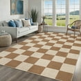 thumbnail image 3 of Garvee 5'x7' Modern Checkered Area Rug Easy Jute Carpet, Non Slip Non Shedding Washable Rug Farmhouse Floor Cover for Living Room Bedroom Home Office, Coffee, 3 of 7