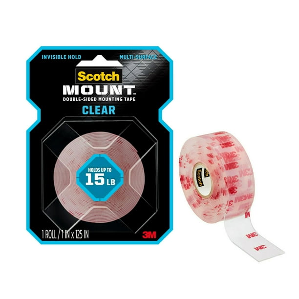 Cinta adhesiva transparente de doble cara, 1 pulgada x 3,17 m, 7 kg