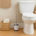 thumbnail image 2 of White Toilet Brush Set with Stainless Steel Handle, Folding Lid and Removable Insert - Compact Design for Modern Bathrooms, 2 of 7