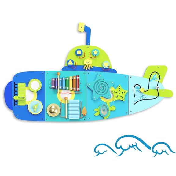 BlueWood 44x26 in 10-in-1 Submarine Busy Board: Unlock Early Development Potential with Sensory Play