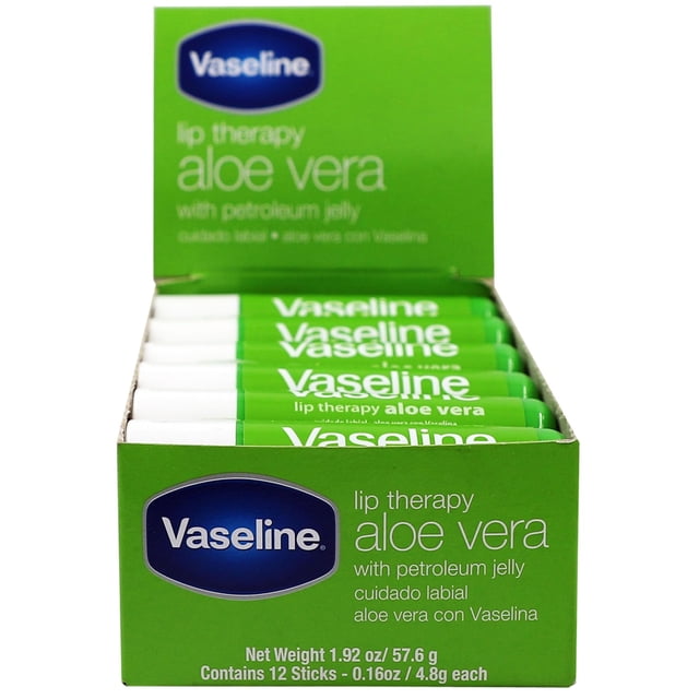 Bálsamo labial Vaseline Lip Therapy, aloe vera, paquete de 12