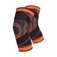 thumbnail image 2 of Knee Compression Sleeve 2-Pack, Knee Support for Knee Pain, Knee Brace for Meniscus Tear, Knee Brace for Running, Adjustable Non-Slip Woven Knee Brace with Orange Accent Straps, S, 2 of 6