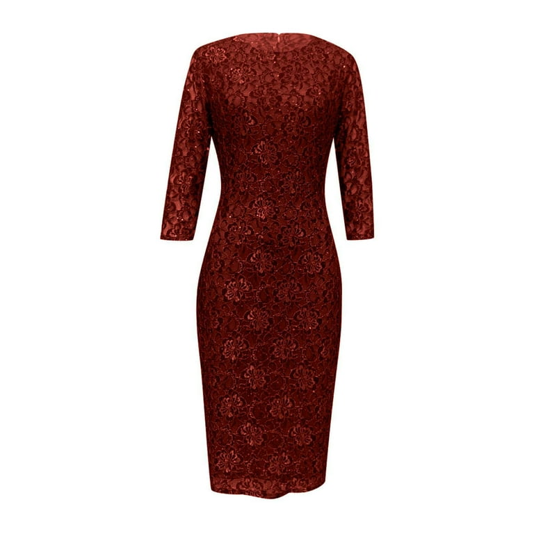 strapless open back dress Deep Red Lace Long Sleeve Mini Dress