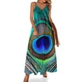 thumbnail image 1 of Nuevo vestido sin mangas de plumas de pavo real vestidos de playa vestido de moda para mujer, 1 of 7