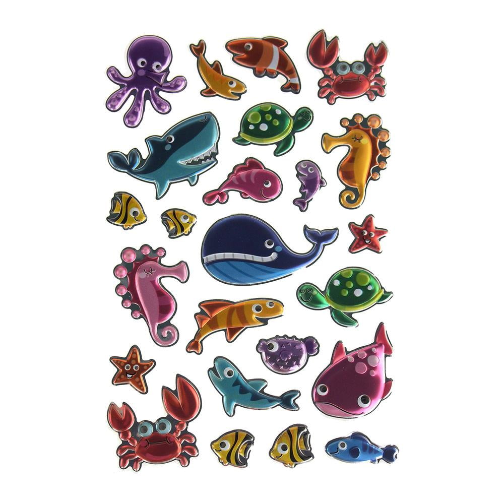 Sea Creatures Puffy Foil Fun Stickers, 24Count