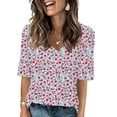 thumbnail image 6 of JTZGDY Floral Shirts for Women Cute Summer Short Sleeve V Neck Graphic T-Shirts Tops Dressy Casual Tunic Blouse Fashion Beach Vacation Outfit Clothes Multicolor#21 XXXL, 6 of 6