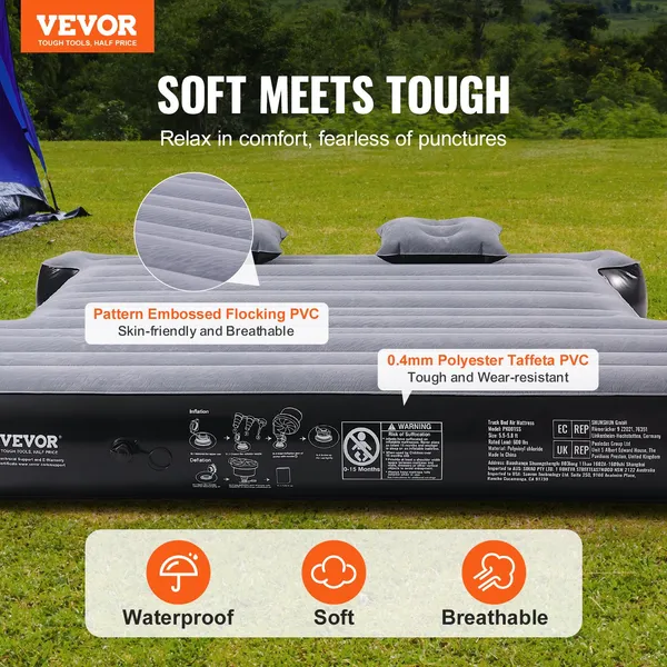 Truck Bed Air Mattress for 5.5 to 5.8 ft Short Beds Inflatable Camping Mattress with 12V Pump 2 Pillows Carry Bag Fits Silverado RAM F150 Sierra Titan Tundra