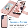 thumbnail image 3 of Samsung Galaxy S21 FE 5G / S21 Fan Edition 5G Wallet Case, Tiflook Card Holder Flip PU Leather Cover [Detachable Magnetic] Rose Gold, 3 of 6