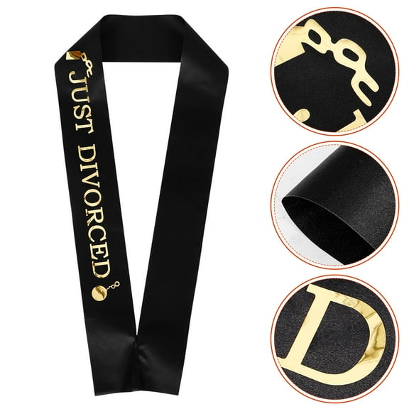 FUEENIRVA Divorced Party Decorations Sashes Gold 5Pcs Etiquette Belt