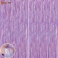 thumbnail image 2 of Spencer Pink Metallic Tinsel Foil Fringe Curtains, 3.28ft x 8.2ft (2 Panels), 2 of 7