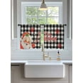thumbnail image 3 of Merry Christmas Sheer Curtains 54 Inch Long 2 Panels, Red Santa Claus Winter Snowflake Black Plaid Light Filtering Rod Pocket Semi Sheer Curtains, Sheer Voile Drapes for Living Room Bedroom, 52"x54", 3 of 5
