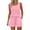 Pink, variant on Women's Two Piece Set, Sleeveless Crew Neck Tank Top and Drawstring Waist Shorts with Pockets, Summer Loungewear Short Set, Casual Matching Outfit and Beach Cover Up-Black