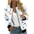 thumbnail image 7 of Womens Full Zip Bomber Jackets with Pockets Floral Print Long Sleeve Casual Fall Coat Outerwear Lightweight (S, Orange 01), 7 of 7
