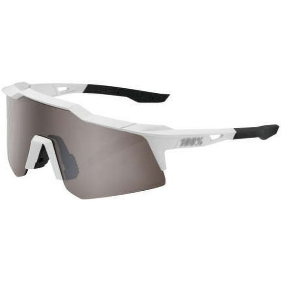 100% Speedcraft XS Sunglasses - Matte White; HiPER Silver Mirror