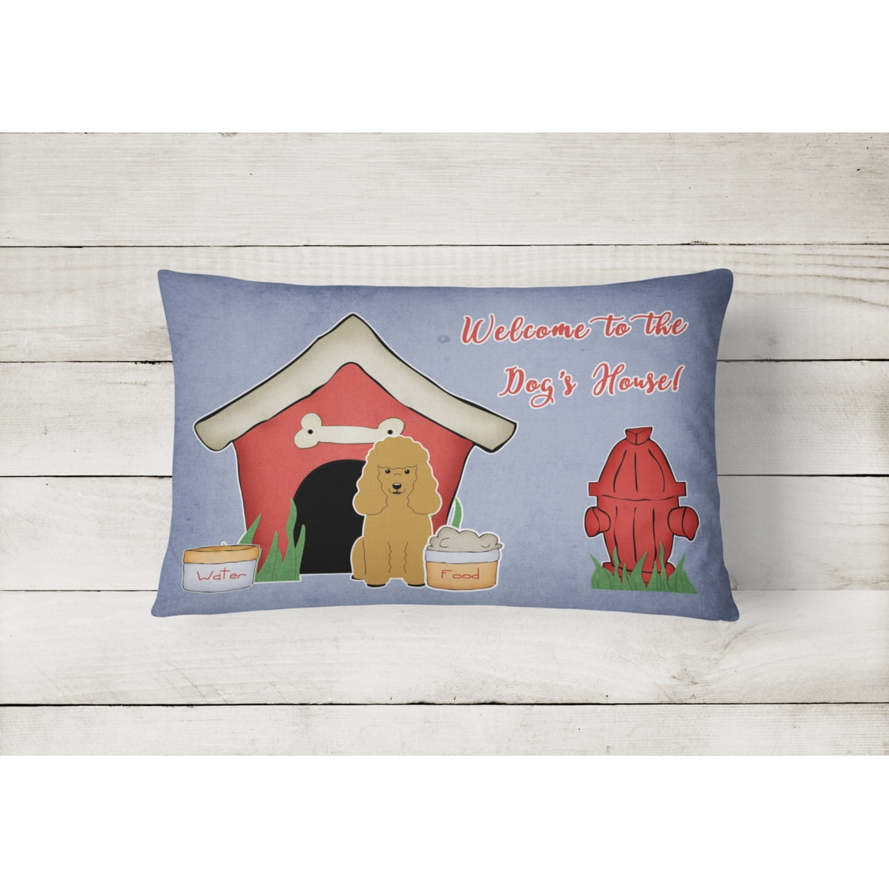 Dog House Collection Poodle Tan Canvas Fabric Decorative Pillow