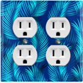 thumbnail image 1 of Metal Light Switch Plate Cover Jungle Tropical Leaves Blue Palm JGL002, 1 of 13