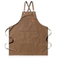 thumbnail image 1 of Cocinar delantal Correas ajustables Grasa a prueba de chef Babero con bolsillos Cocina Salón Belleza Estilista Servicio de limpieza Elaboración de trabajo marrón Methold HA028579-02, 1 of 7