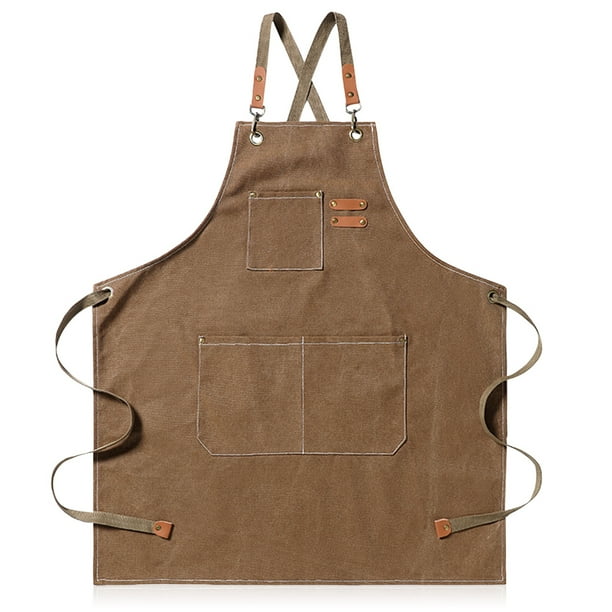 Cateissary Delantal de cocina correas ajustables a prueba de aceite Chef hornear babero con bolsillos hogar cocina salón belleza limpieza trabajo de Suministros de limpieza para el hogar Marrón Cateissary HA028579-02
