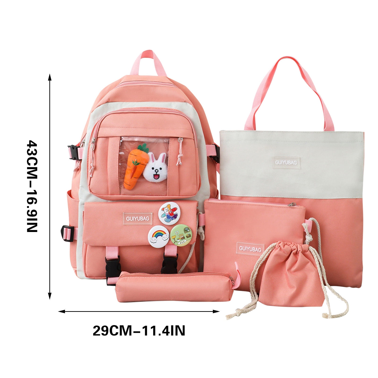 CasaChic Large Capacity Canvas Backpack Set, 5-in-1 Multi-Purpose Messenger Bag, Beam Bag & Pencil Case for Youth Daily Use