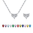 thumbnail image 1 of Heshpaws 925 collar en forma de corazón de plata esterlina, collar colgante de plata esterlina de Zirconia 5a de doble cara, regalo de Navidad para el aniversario de la mujer, con caja de regalo, 1 of 1