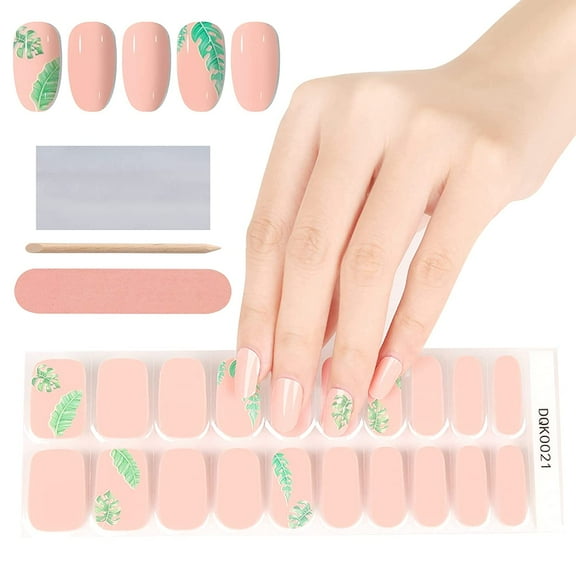 Kalolary 20 PCS Nail Wraps Nail Gel Polish Strips, Pink Tree Adhesive Full Wrap Gel Nail Art Sticker, Waterproof Gel Nail Wrap Stickers with Nail File and Stick（UV/LED Lamp Required）