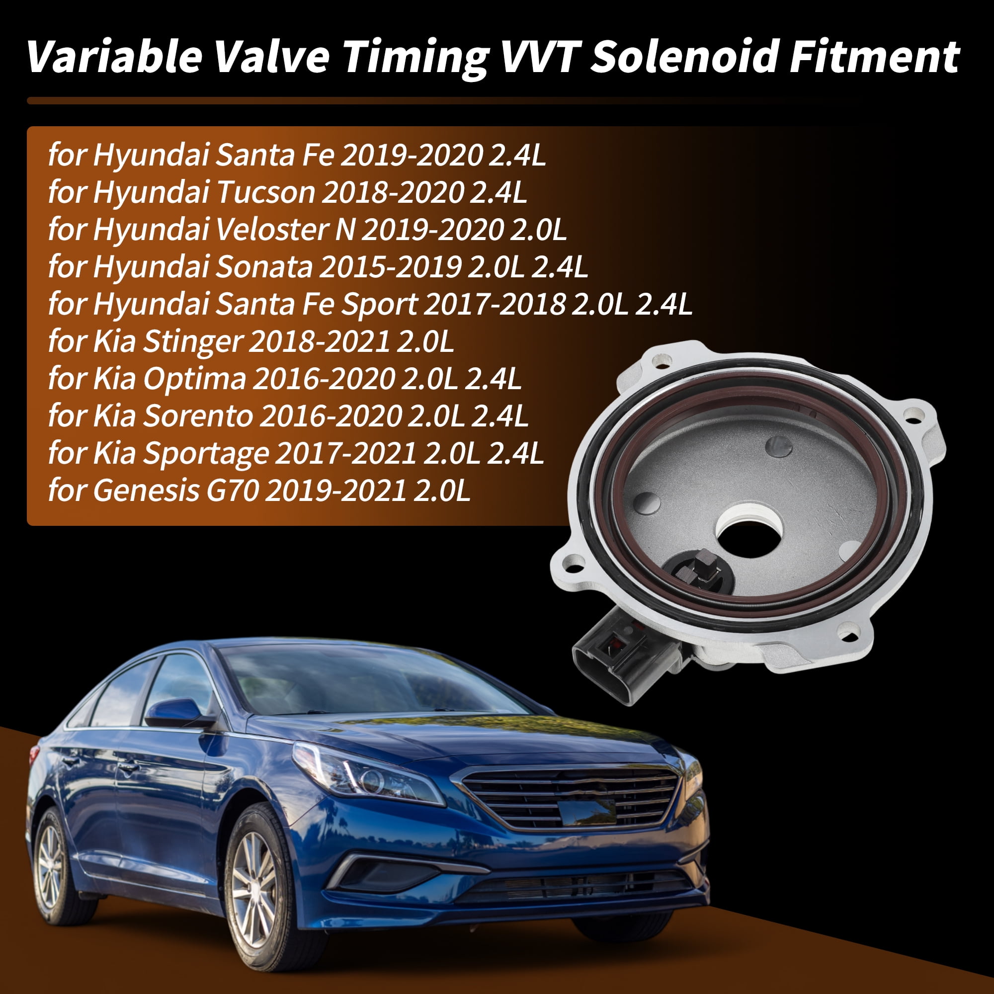 Unique Bargains No.24360-2GGD0 VVT Engine Variable Valve Timing for Hyundai Santa Fe Tucson Veloster N Sonata for Kia Stinger Optima Sorento Sportage VVT Solenoid No.24360-2GGB0/24360-2GGA0