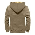 thumbnail image 3 of Nokdvo Mens Sherpa Lined Jacket with Hood Winter Fuzzy Zip Up Hoodie Big and Tall Long Sleeve Drastring Jacket Loose Coats Khaki L, 3 of 3