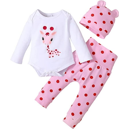 

DOUBFIVSY Newborn Baby Girl Set Long Sleeve Romper Polka Dots Shorts Bloomers Bowknot Headband Boutique Clothes