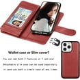 thumbnail image 4 of NJJEX Wallet Case for iPhone 13 Case/iPhone 13 Wallet Case 6.1" (2021), [9 Card Slots] PU Leather ID Credit Holder Folio Flip [Detachable] Kickstand Magnetic Phone Cover & Lanyard [Wine Red], 4 of 7