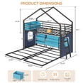 thumbnail image 4 of Triple Bunk Bed with Globe String Lights and Bookshelf for 3 Teens/Adults, Twin over Twin over Twin Metal Triple Bunk Bed Frame with Storage Bins & Safety Guardrails & Ladder, 3 Beds Bunk Beds, Black, 4 of 8
