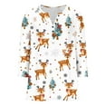 thumbnail image 5 of Fartey Christmas Tops for Women Slim Fit 3/4 Sleeve Tunic Blouses Dressy Casual Button V Neck Shirts Funny Xmas Graphic Tshirts Holiday Party Shirt White L, 5 of 5
