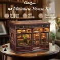 thumbnail image 6 of DIY Corner Coffee Shop Book Nook Kit, 3D Wooden Puzzle Miniature House with Touch Switch LED Light, Bookshelf Decor Craft Gift for Adults & Teens, 6 of 10