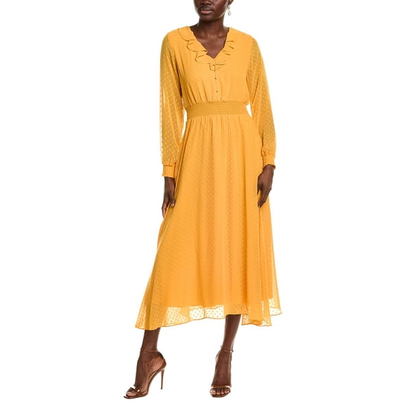 Nanette Nanette Lepore womens Madeline Clip Dot Midi Dress, 16, Yellow