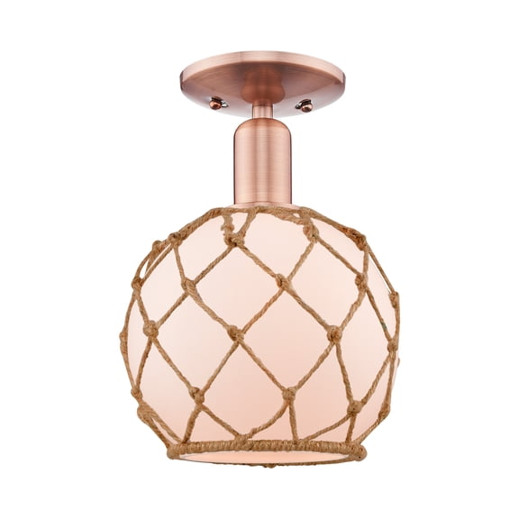 Innovations Lighting 716-1C-AC-G121-8RB Farmhouse Rope 8" Wide Semi-Flush Globe Ceiling