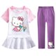 thumbnail image 3 of Ropa para niños de Hello Kitty, vestido de manga corta de algodón, pantalones, traje para niñas, falda de princesa de dibujos animados a la moda + Pantalones de dos piezas, 3 of 5