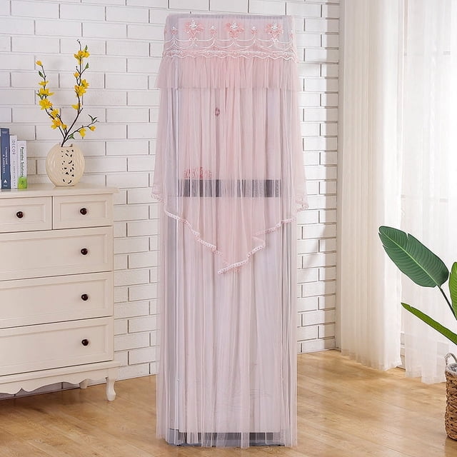 Nvzi pieza de cubierta de aire acondicionado vertical cuadrada, cubierta de aire acondicionado, bordado de encaje rosa, 53 * 33 * 175 cm