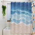 thumbnail image 3 of Navy Blue Coastal Small Stall Shower Curtain, Waterproof Shower Curtains for Bathroom, Waves Summer Beach Ocean Sea Washable Fabric Cloth Bath Curtain for Bathtub Decoration with Hooks 36x72 Inches, 3 of 9