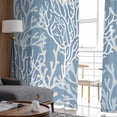 thumbnail image 4 of Blue Coral Coastal Semi Sheer Curtains 108 Inch Length 2 Panels Set, Ocean Nautical Seaside Beach Sheer Kitchen Curtain Privacy Voile Window Curtain for Living Room Bedroom Rod Pocket Drapes, 4 of 7