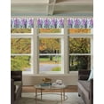 thumbnail image 2 of Purple Floral Curtain Valance for Windows/Living Room/Kitchen/Bathroom/Café, Short Rod Pocket Tier Curtain Window Treatment Panel Spring Botanical Flowers Bee Leaves Topper Curtain 60''x18'', 2 of 6