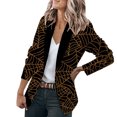 thumbnail image 2 of Moda mujer traje de negocios Color sólido costura Plaid impreso manga larga cárdigan abrigo Top Fridja hkj3617, 2 of 5