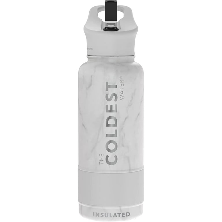 The Coldest Boot, Grip and Carribiner Set for Stainless Steel Water Bottles (White, 12oz and 21 oz)