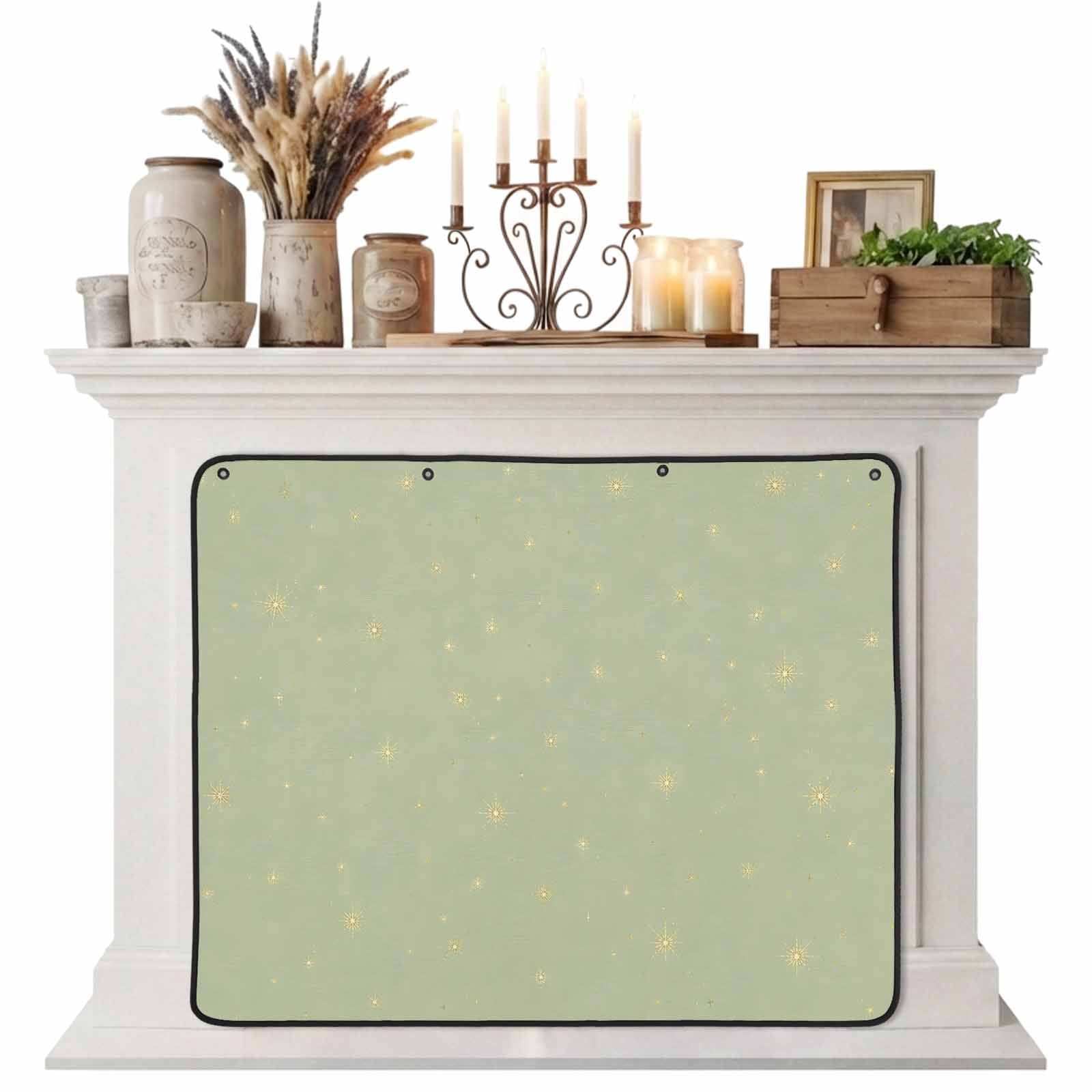 Magnetic Fireplace Cover Yellow Twinkle Stars Fireplace Screen Sage Green Starry Sky Insulation Fireplace Blocker Blanket Save Energy Fireplace Draft Stopper Covers for Living Room 36x30